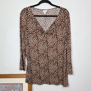 Cheetah Print V Neck Top